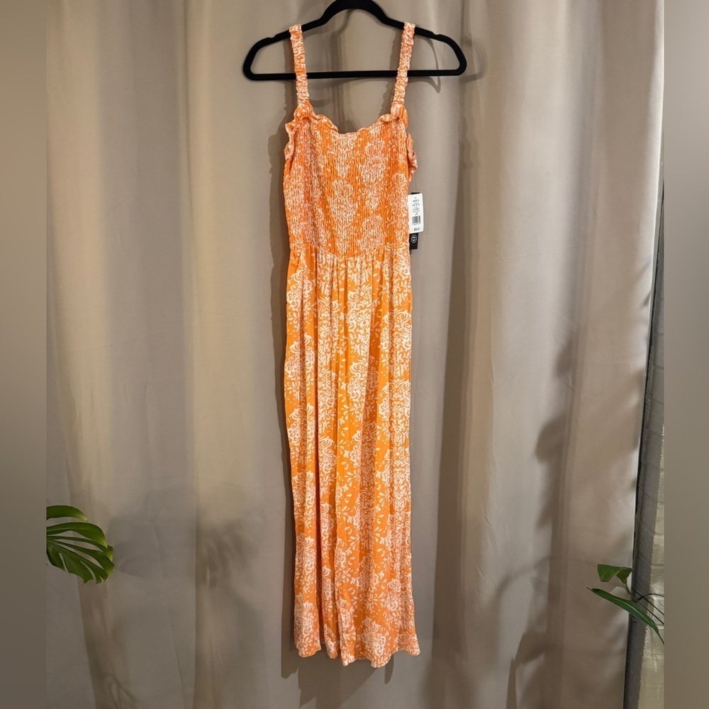 NWT As U Wish Orange Floral Maxi Romper